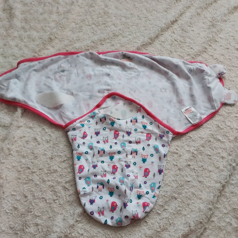 SwaddleMe Original Size Large Pink & White Cozy Baby Swaddle Owls